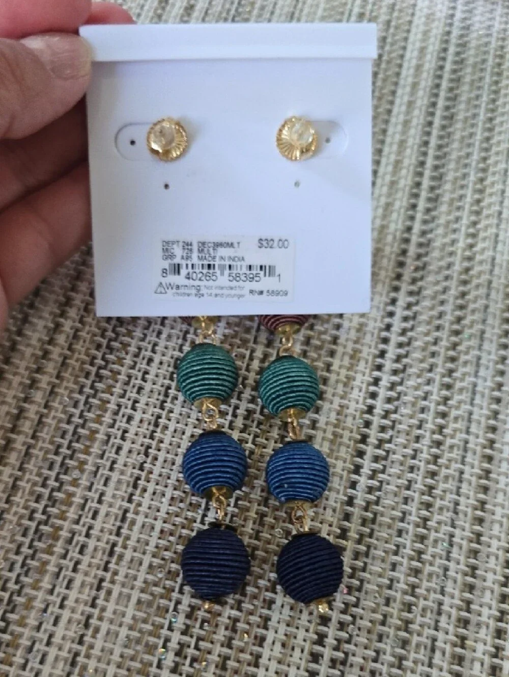 Anna & Ava Colorblock Wrapped Bead Drop Earrings - Picture 2 of 2